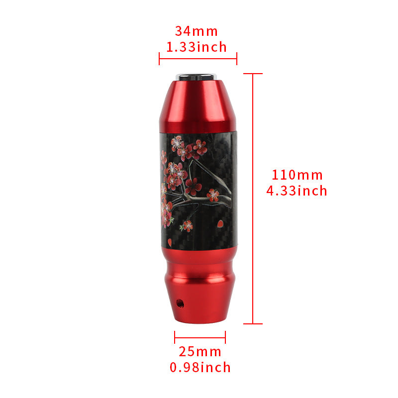 Brand New Universal Sakura Flower Real Carbon Fiber Red Aluminum Automatic Transmission Racing Gear Shift Knob