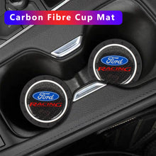 Load image into Gallery viewer, Brand New 2PCS Ford Racing Real Carbon Fiber Car Cup Holder Pad Water Cup Slot Non-Slip Mat Universal