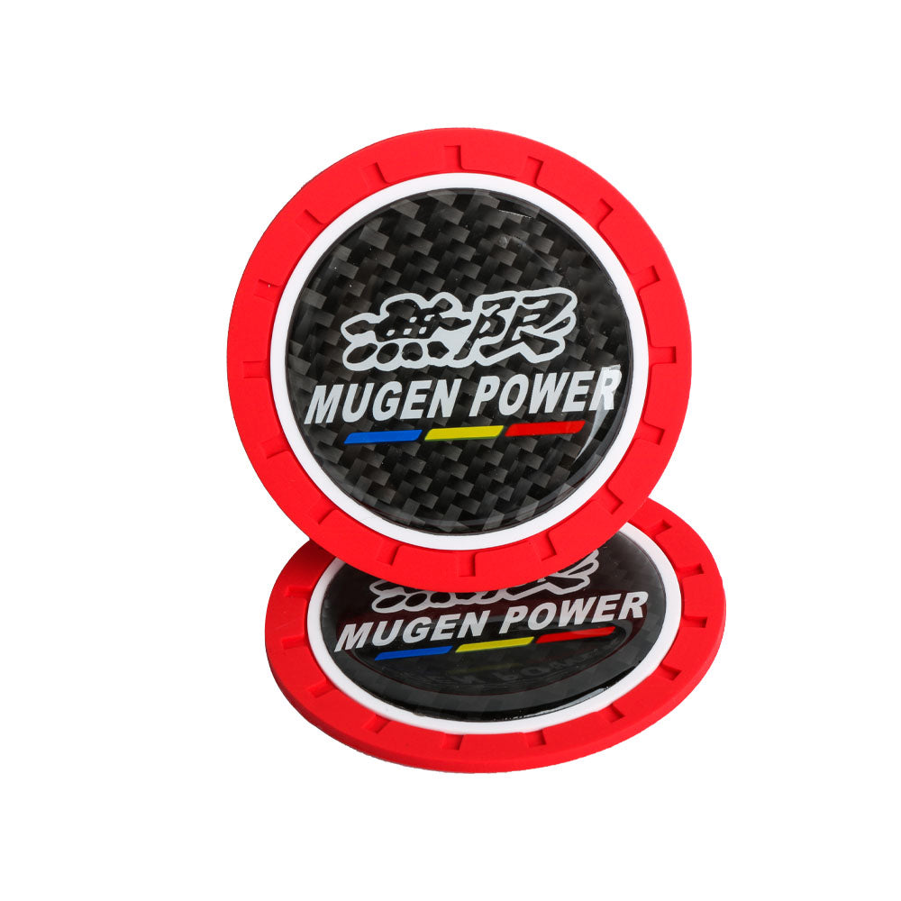 Brand New 2PCS Mugen Real Carbon Fiber Car Cup Holder Pad Water Cup Slot Non-Slip Mat Universal