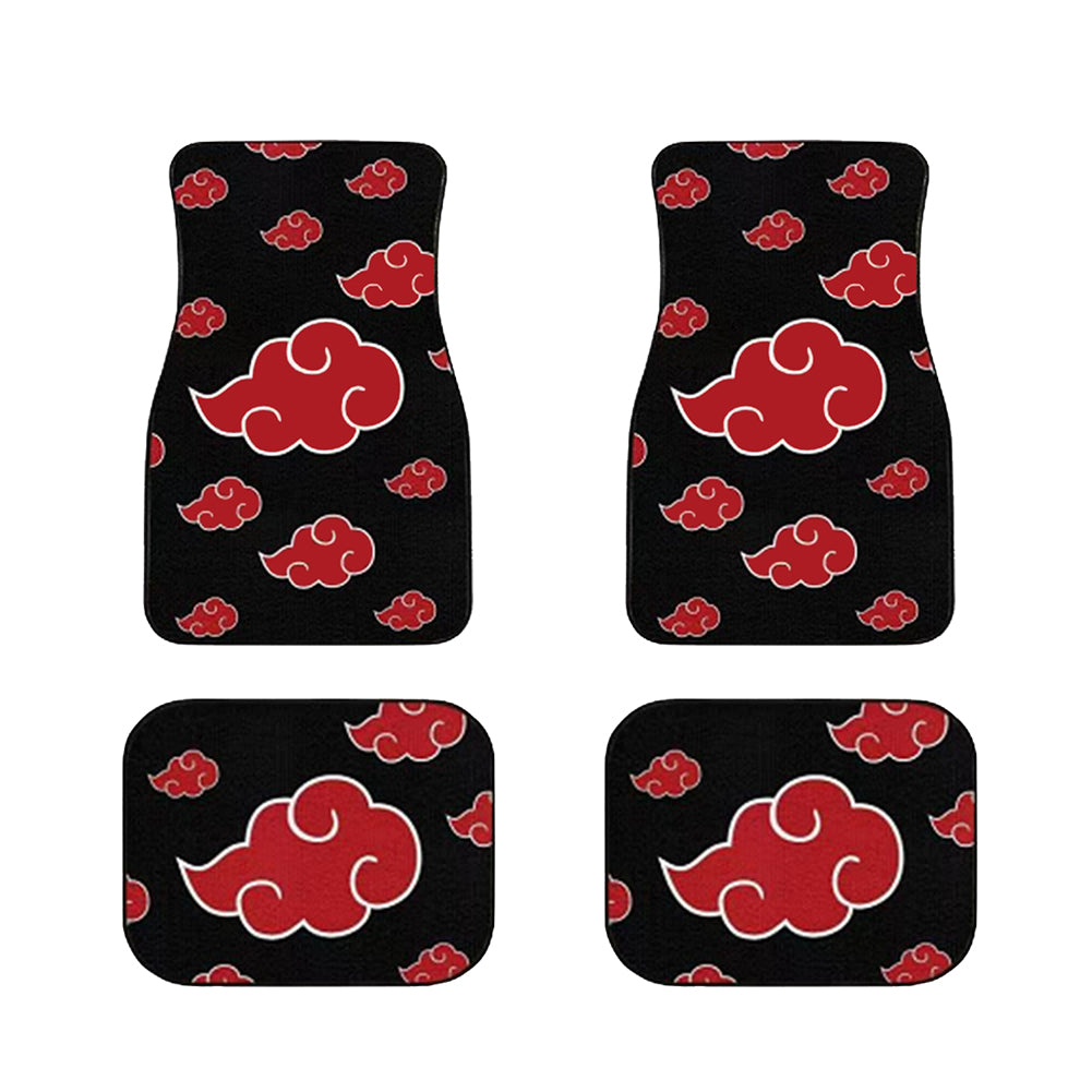 Brand New 4PCS Naruto Akatsuki Cloud Racing Red Fabric Car Floor Mats Interior Carpets