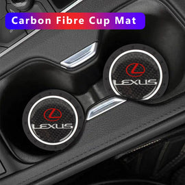 Brand New 2PCS Lexus Real Carbon Fiber Car Cup Holder Pad Water Cup Slot Non-Slip Mat Universal