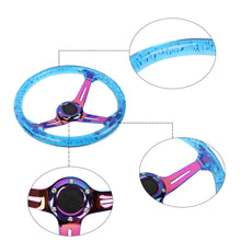 Load image into Gallery viewer, Brand New Universal 6-Hole 350mm Deep Dish Vip Blue Crystal Bubble Neo Spoke Steering Wheel