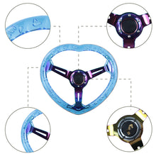 Load image into Gallery viewer, Brand New Universal 6-Hole 350MM Heart Blue Deep Dish Vip Crystal Bubble Neo Spoke Steering Wheel