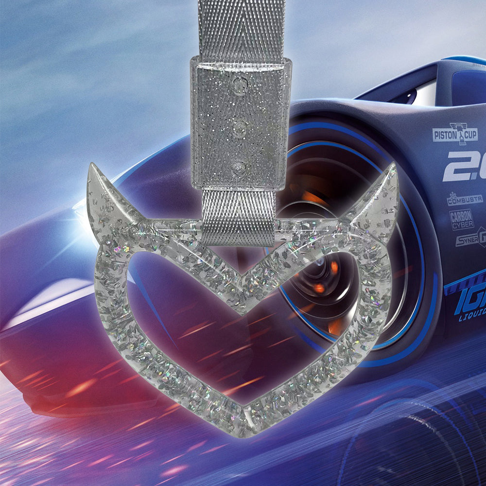 Brand New Devil Demon Heart Silver Glitter JDM TSURIKAWA Ring Subway Train Bus Handle Strap Charm Drift