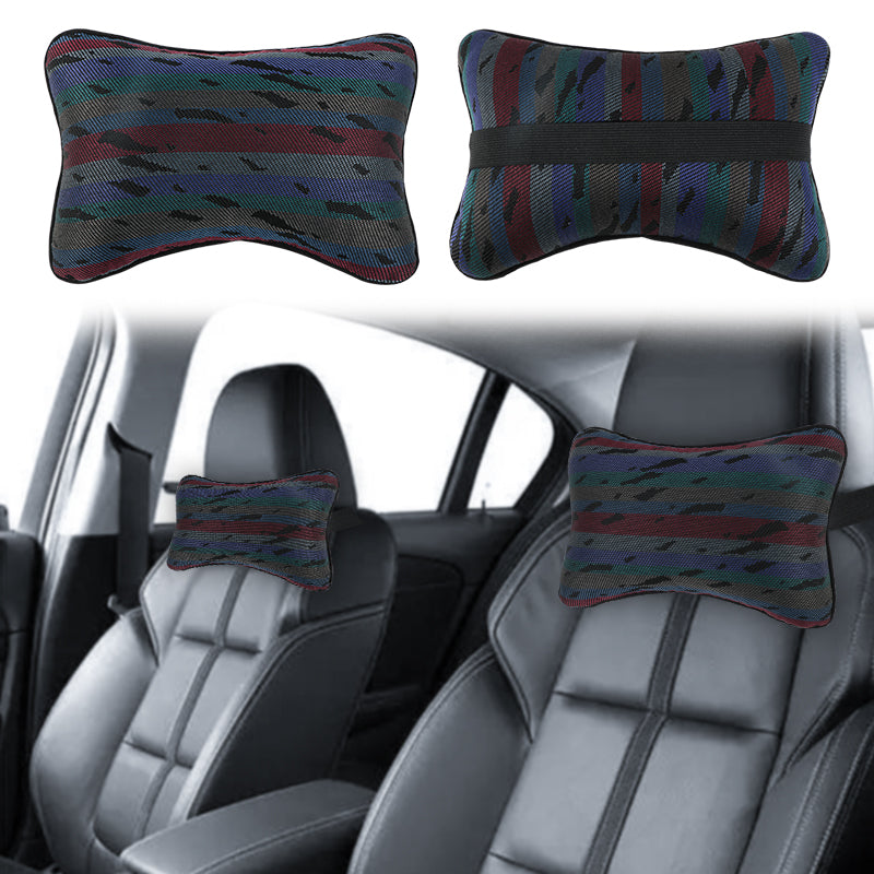 Brand New 2PCS JDM Recaro Style Fabric Material Car Neck Bone Style Headrest Pillow Fabric Racing Seat
