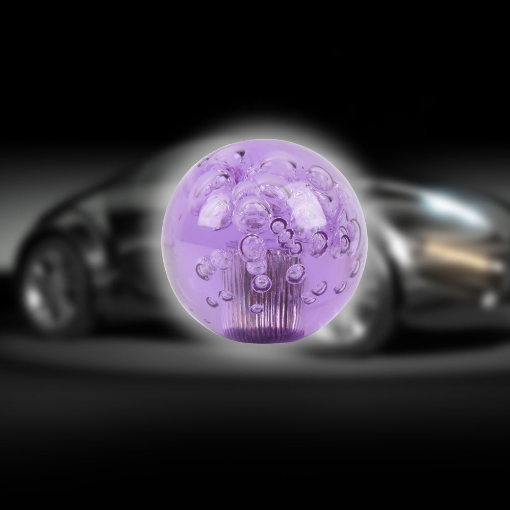 BRAND NEW UNIVERSAL V2 CRYSTAL BUBBLE PURPLE ROUND BALL SHIFT KNOB MANUAL CAR RACING GEAR UNIVERSAL