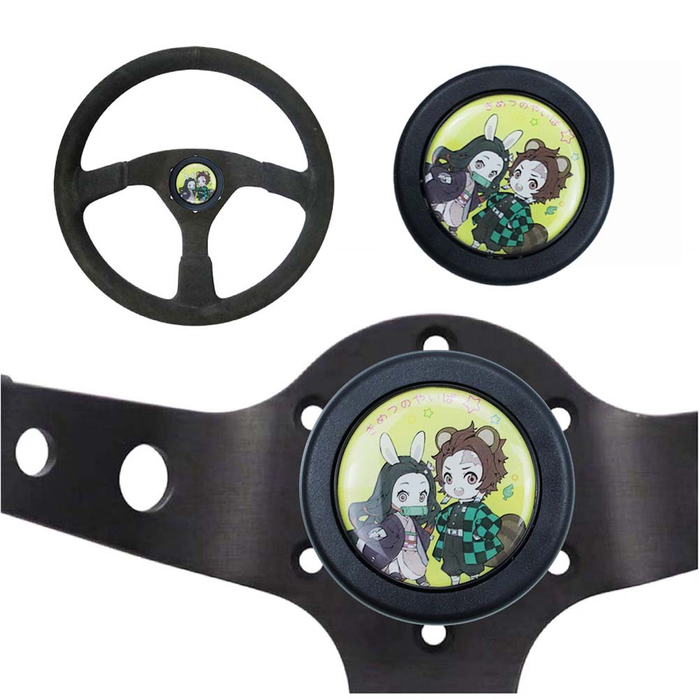 Brand New Universal Anime Hentai Car Horn Button Black Steering Wheel Center Cap
