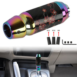 Brand New Universal Sakura Flower Real Carbon Fiber Neo Chrome Aluminum Automatic Transmission Racing Gear Shift Knob