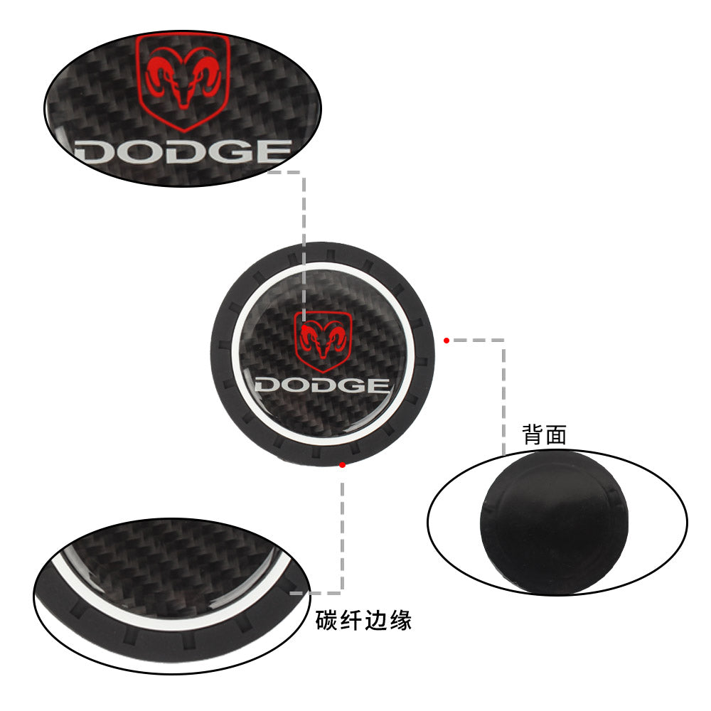 Brand New 2PCS Dodge Real Carbon Fiber Car Cup Holder Pad Water Cup Slot Non-Slip Mat Universal