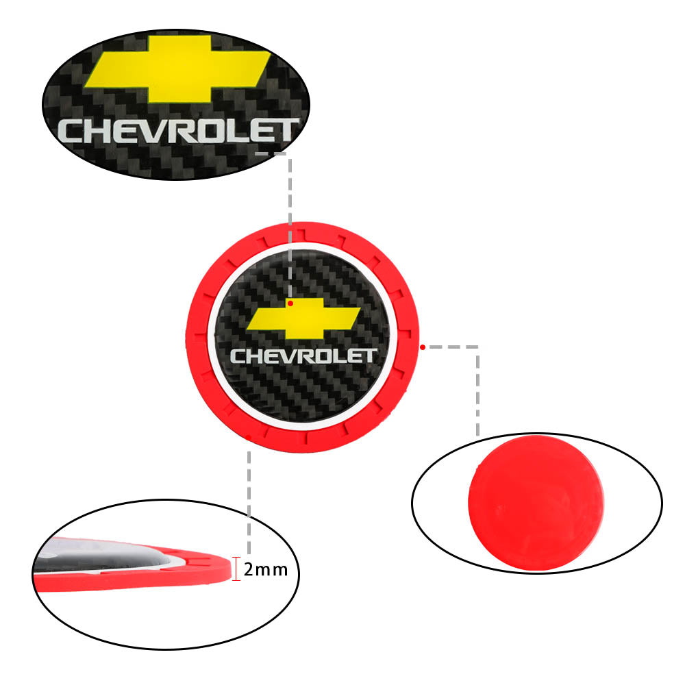 Brand New 2PCS Chevrolet Real Carbon Fiber Car Cup Holder Pad Water Cup Slot Non-Slip Mat Universal