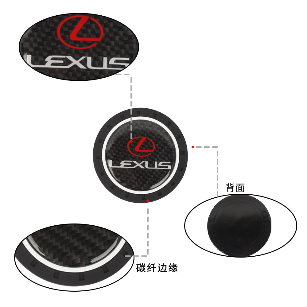 Brand New 2PCS Lexus Real Carbon Fiber Car Cup Holder Pad Water Cup Slot Non-Slip Mat Universal