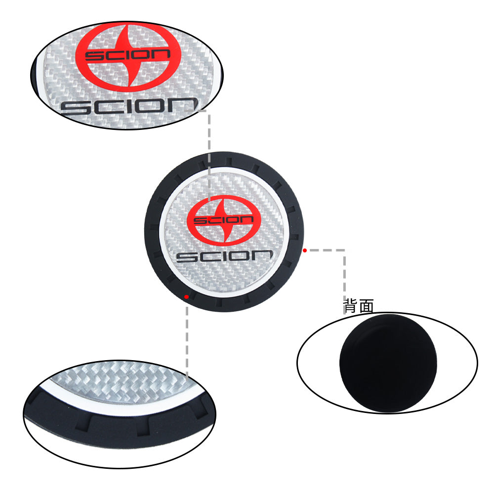 Brand New 2PCS Scion Real Carbon Fiber Car Cup Holder Pad Water Cup Slot Non-Slip Mat Universal