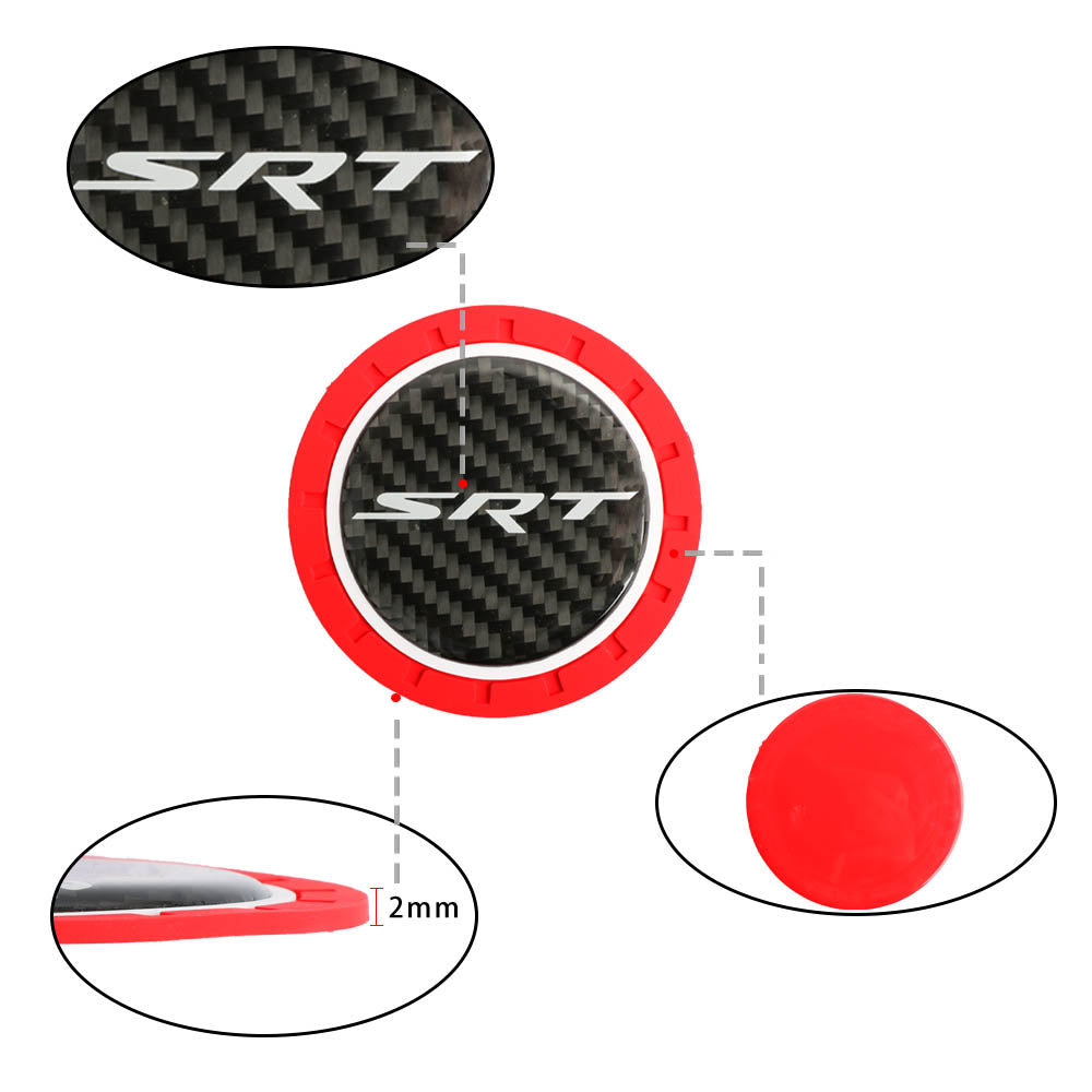 Brand New 2PCS SRT Real Carbon Fiber Car Cup Holder Pad Water Cup Slot Non-Slip Mat Universal