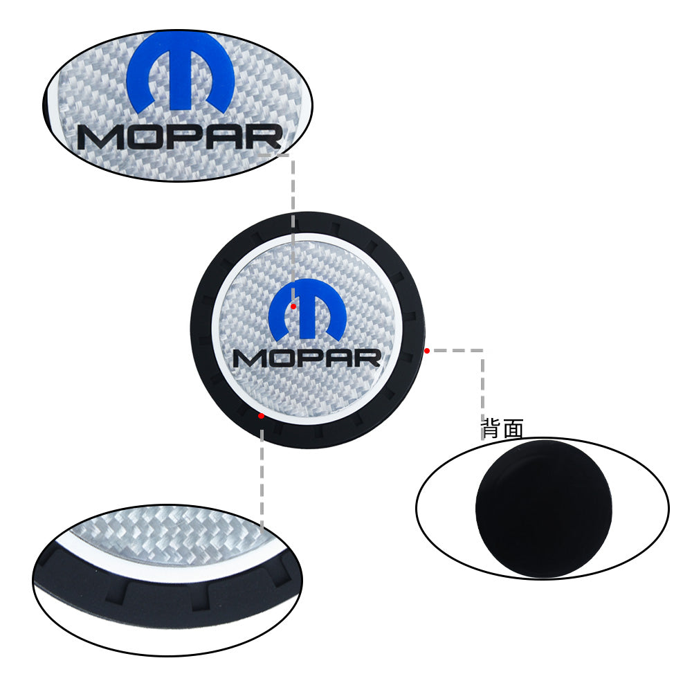 Brand New 2PCS MOPAR Real Carbon Fiber Car Cup Holder Pad Water Cup Slot Non-Slip Mat Universal