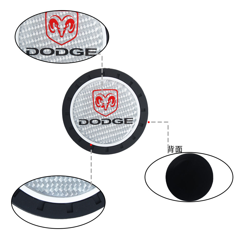 Brand New 2PCS Dodge Real Carbon Fiber Car Cup Holder Pad Water Cup Slot Non-Slip Mat Universal