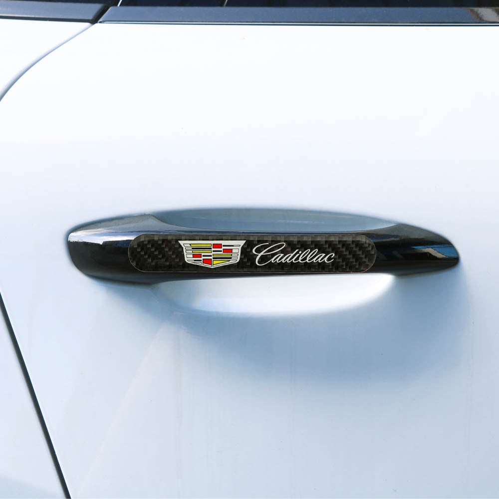 Brand New 2PCS Cadillac Real Carbon Fiber Black Car Trunk Side Fenders Door Badge Scratch Guard Sticker
