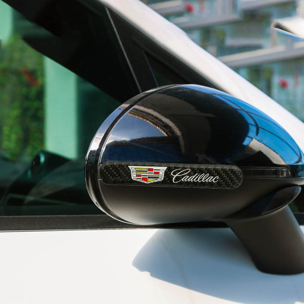 Brand New 2PCS Cadillac Real Carbon Fiber Black Car Trunk Side Fenders Door Badge Scratch Guard Sticker