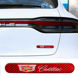 Brand New 1PCS Cadillac Real Carbon Fiber Red Car Trunk Side Fenders Door Badge Scratch Guard Sticker