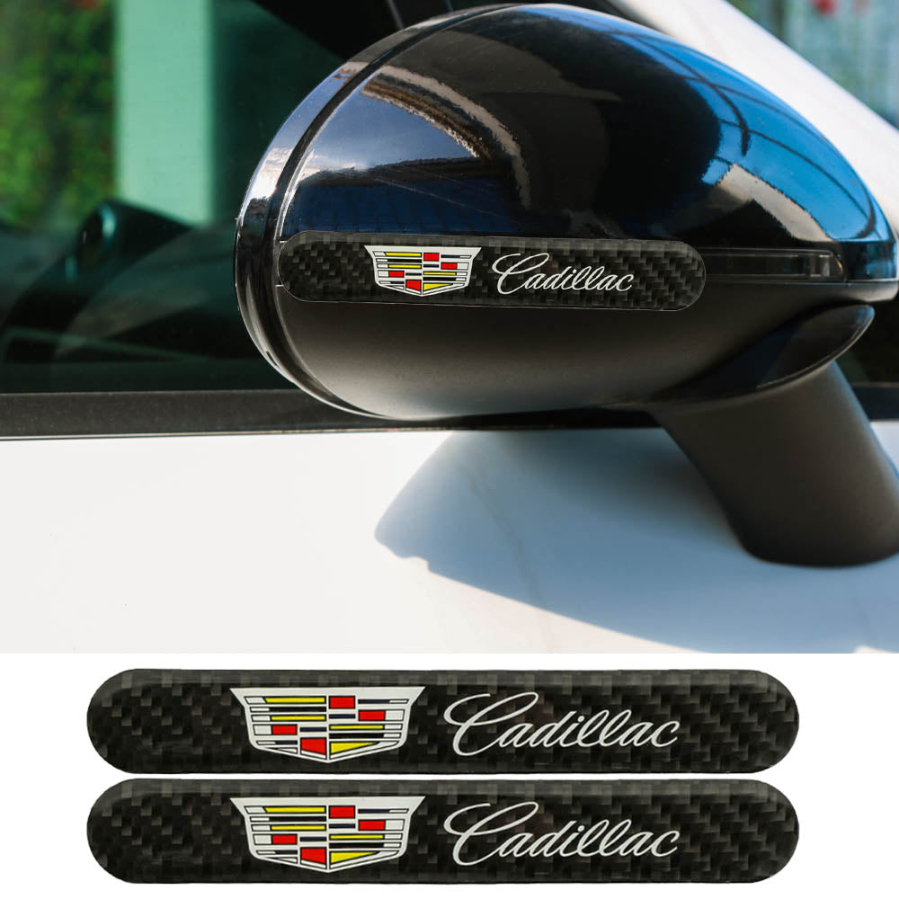 Brand New 2PCS Cadillac Real Carbon Fiber Black Car Trunk Side Fenders Door Badge Scratch Guard Sticker