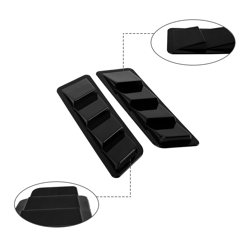 BRAND NEW UNIVERSAL 2PCS Glossy Black Car Hood Vent Scoop Louver Bonnet Vent Air Flow