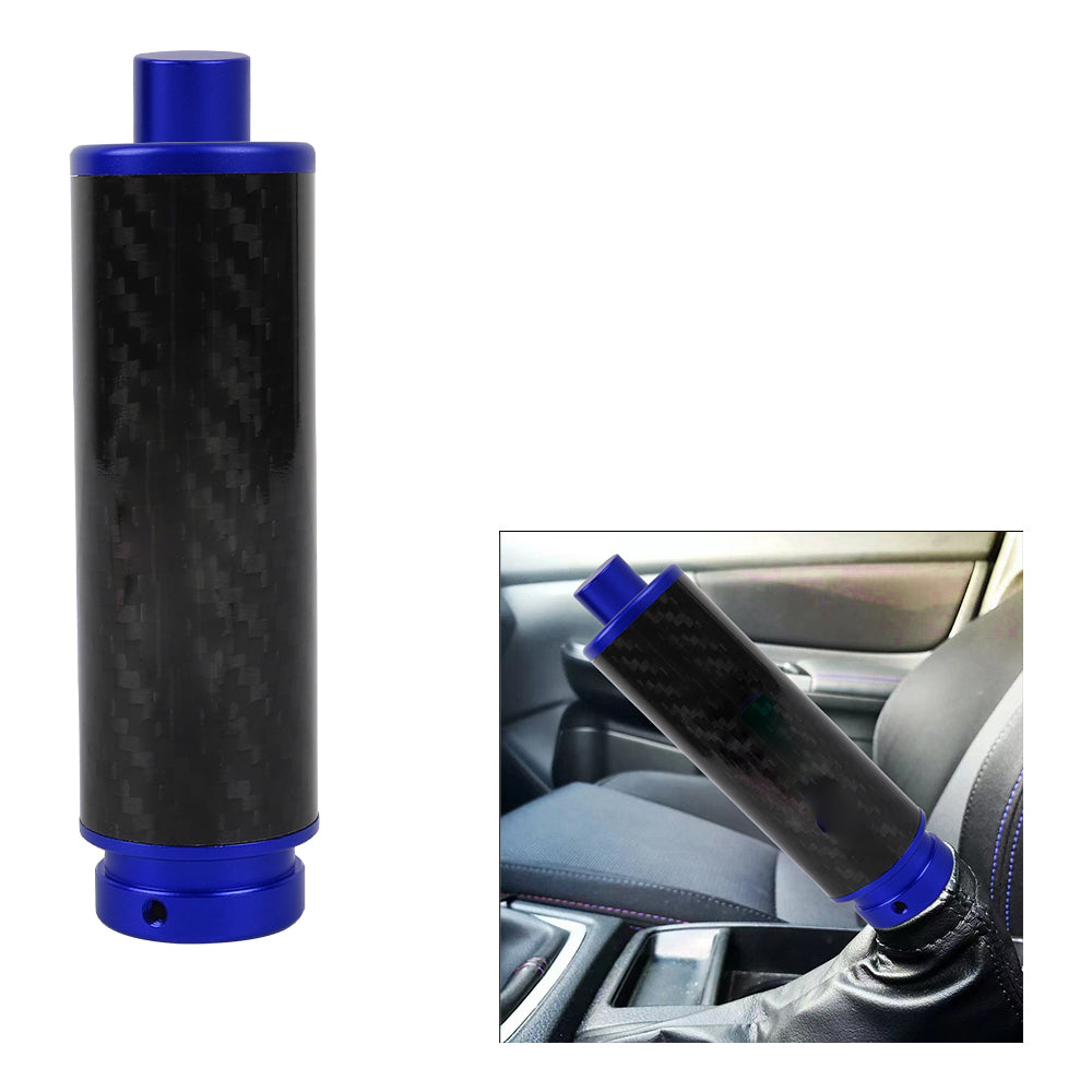BRAND NEW UNIVERSAL 1PCS JDM Real Carbon Fiber Car Aluminum Blue Handle Hand Brake Sleeve Protector Fitment Cover