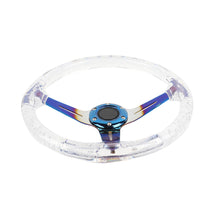 Load image into Gallery viewer, Brand New Universal 6-Hole 350mm Deep Dish Vip Clear Crystal Bubble Burnt Blue Spoke Steering Wheel