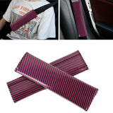 Brand New Universal 2PCS Hot Pink Carbon Fiber Look Car Seat Belt Covers Shoulder Pad