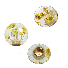 Load image into Gallery viewer, Brand New Universal Round Ball Crystal Clear Gold Flowers Manual Gear Shift Knob Shifter M8 M10 M12