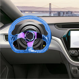Brand New JDM Universal 6-Hole 326mm Vip Blue Crystal Bubble Neo Spoke Steering Wheel