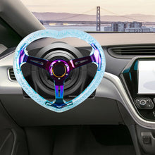 Load image into Gallery viewer, Brand New Universal 6-Hole 350MM Heart Light Blue Deep Dish Vip Crystal Bubble Neo Spoke Steering Wheel