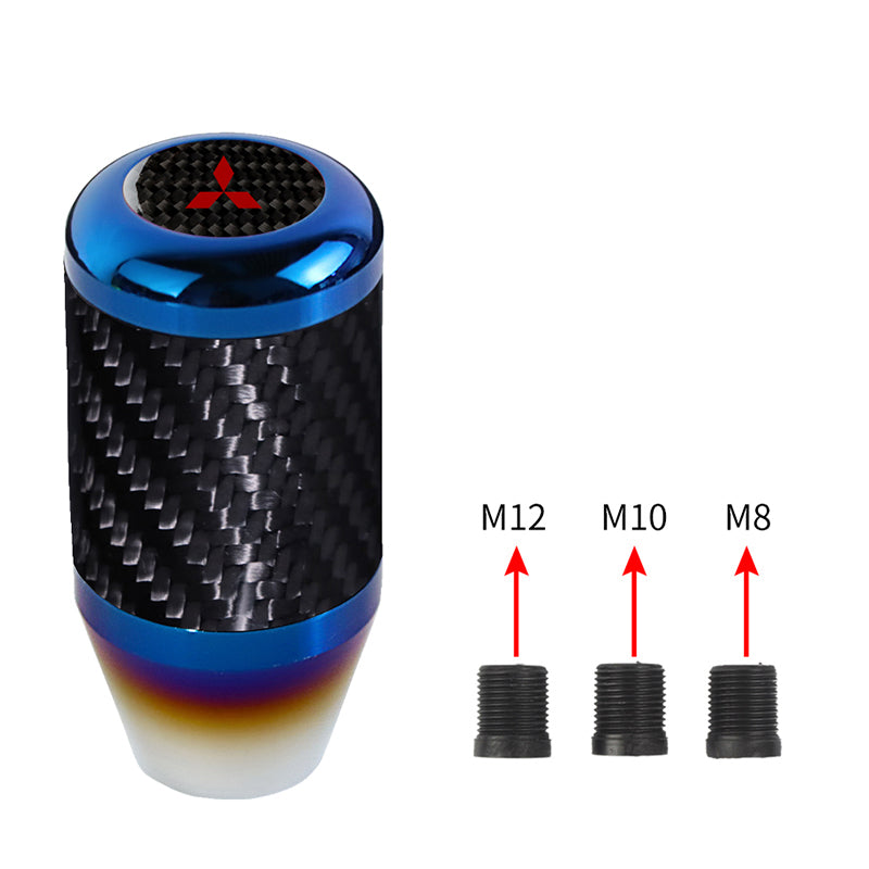 Brand New Universal Mitsubishi Car Gear Manuel Stick Real Carbon Fiber / Burnt Blue Shift Knob M8 M10 M12