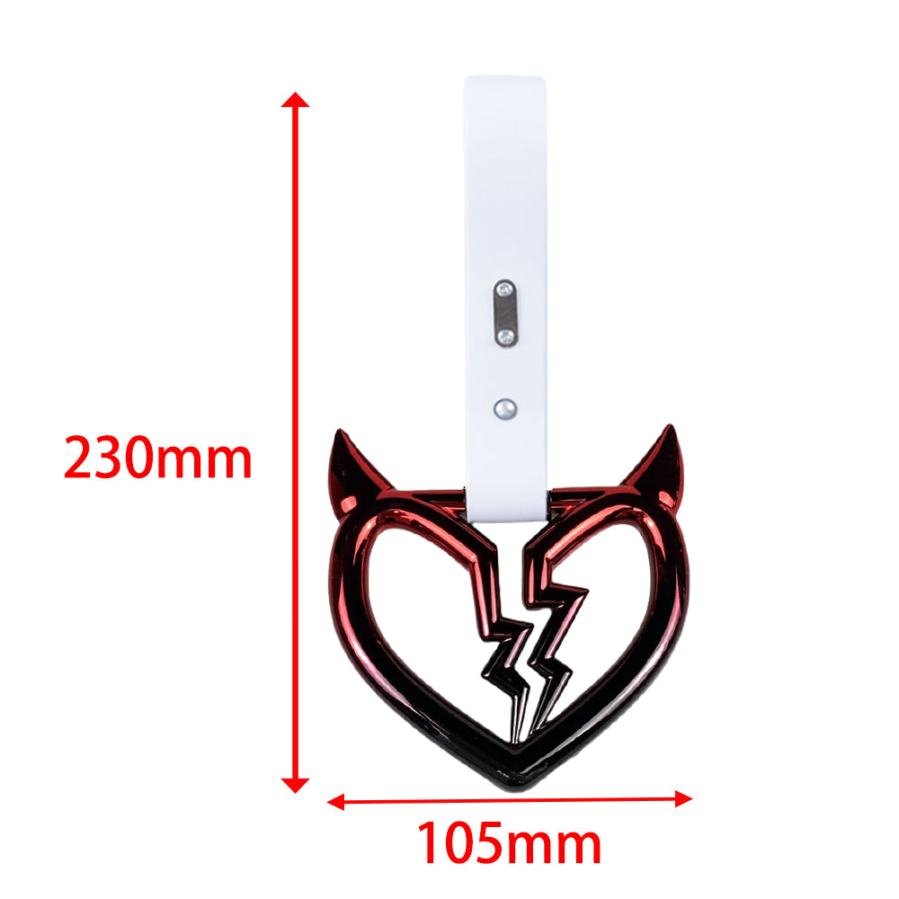 Brand New Devil Broken Heart Shaped Rainbow JDM TSURIKAWA Subway Bus White Handle Strap Charm Drift