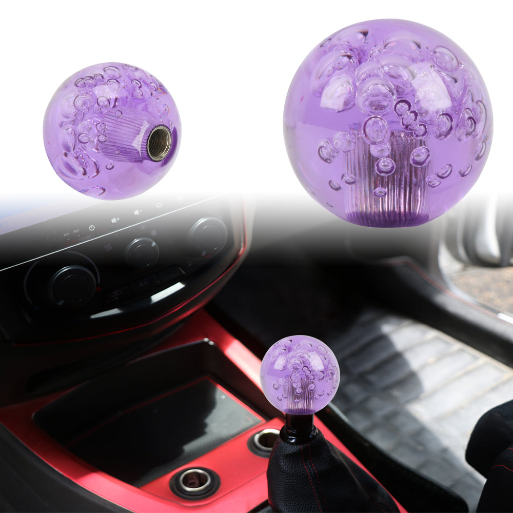 BRAND NEW UNIVERSAL V2 CRYSTAL BUBBLE PURPLE ROUND BALL SHIFT KNOB MANUAL CAR RACING GEAR UNIVERSAL