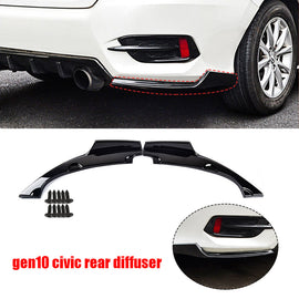 BRAND NEW 2016-2021 Honda Civic 4DR 2PCS Glossy Black Rear Side Diffuser Bumper Lip Kit