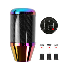 Load image into Gallery viewer, Brand New Universal 5 SPEED Neo-Chrome Real Carbon Fiber Racing Gear Stick Shift Knob For MT Manual M12 M10 M8