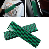 Brand New Universal 2PCS Green Carbon Fiber Look Car Seat Belt Covers Shoulder Pad