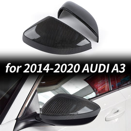 Brand New Audi A3 2015-2021 Real Carbon Fiber Side View Mirror Cover Replacement Caps Fits Without Lane Assist