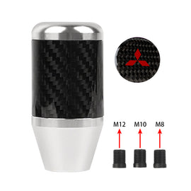 Brand New Universal Mitsubishi Silver Real Carbon Fiber Racing Gear Stick Shift Knob For MT Manual M12 M10 M8