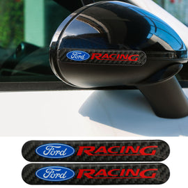 Brand New 2PCS Ford Racing Real Carbon Fiber Black Car Trunk Side Fenders Door Badge Scratch Guard Sticker