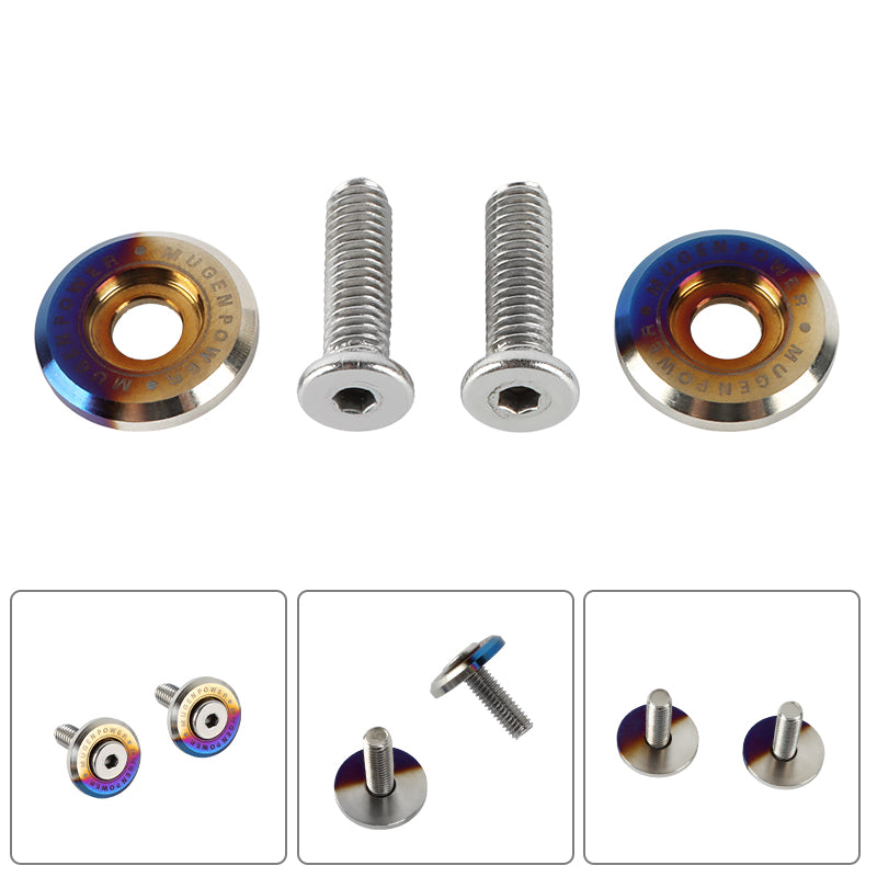 Brand New 2PCS JDM Mugen Power Burnt Blue License Plate Frame Bolts Screws Fasteners Universal