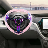 Brand New Universal 6-Hole 350MM Heart Pink Deep Dish Vip Crystal Bubble Neo Spoke Steering Wheel