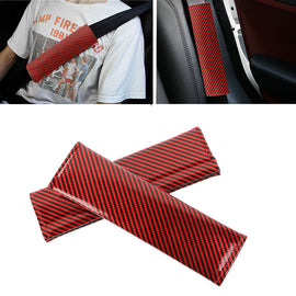 Brand New Universal 2PCS Red Carbon Fiber Look Car Seat Belt Covers Shoulder Pad
