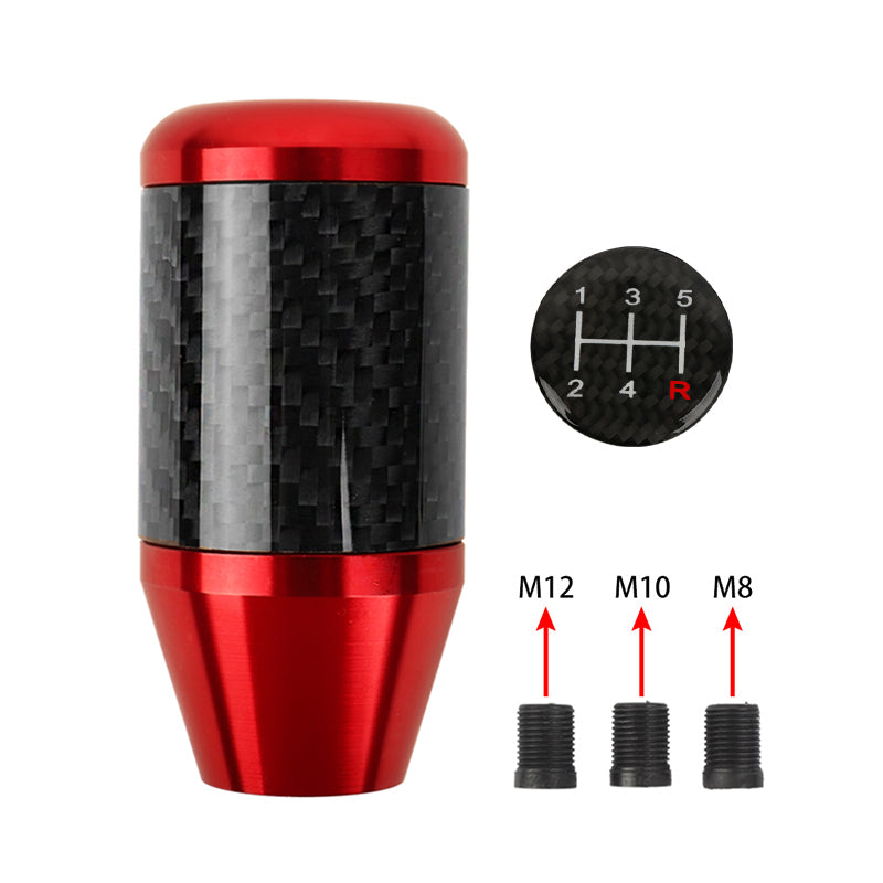 Brand New Universal 5 SPEED Red Real Carbon Fiber Racing Gear Stick Shift Knob For MT Manual M12 M10 M8