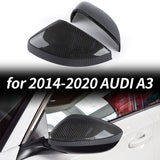 Brand New Audi S3 2015-2021 Real Carbon Fiber Side View Mirror Cover Replacement Caps Fits Without Lane Assist
