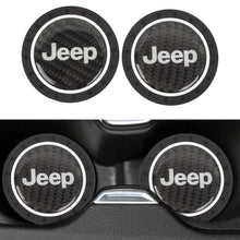 Load image into Gallery viewer, Brand New 2PCS JEEP Real Carbon Fiber Car Cup Holder Pad Water Cup Slot Non-Slip Mat Universal