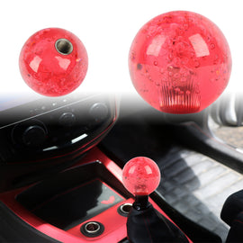 BRAND NEW UNIVERSAL V2 CRYSTAL BUBBLE RED ROUND BALL SHIFT KNOB MANUAL CAR RACING GEAR UNIVERSAL