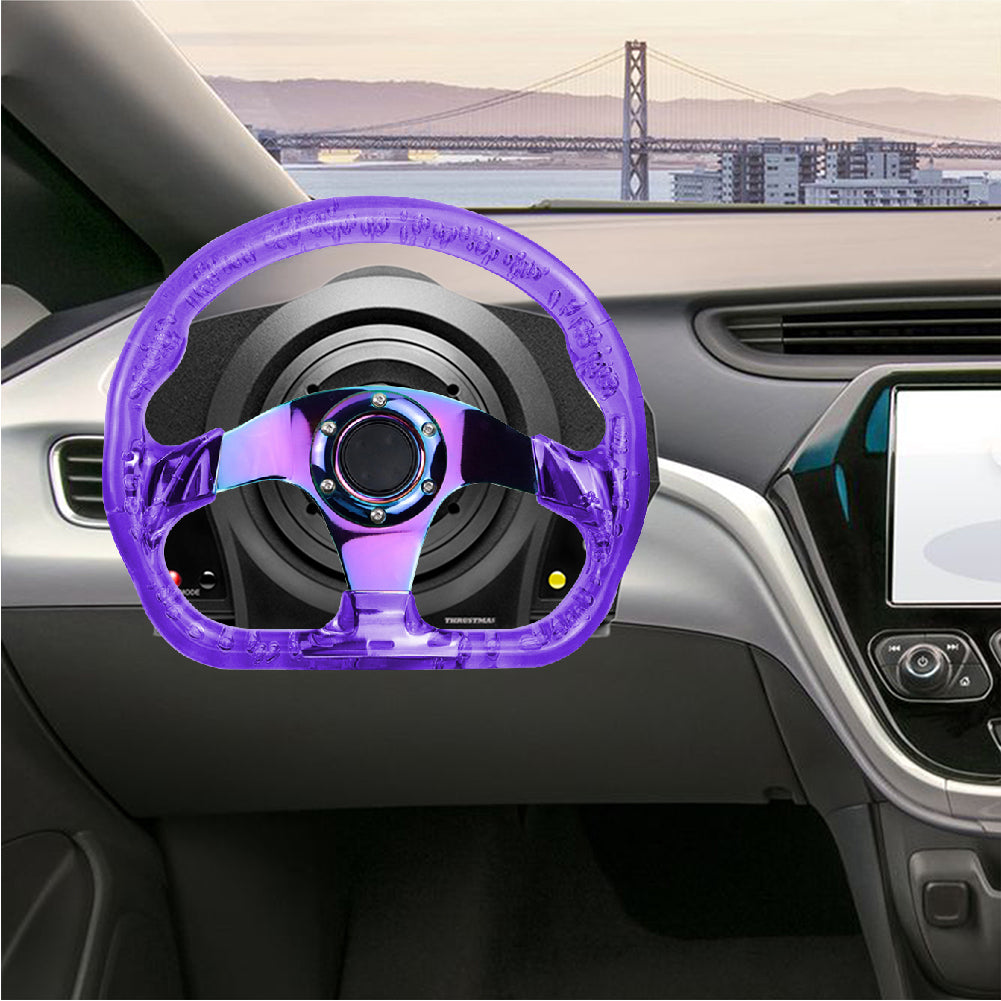 Brand New JDM Universal 6-Hole 326mm Vip Purple Crystal Bubble Neo Spoke Steering Wheel