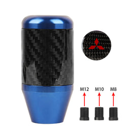 Brand New Universal Mitsubishi Blue Real Carbon Fiber Racing Gear Stick Shift Knob For MT Manual M12 M10 M8