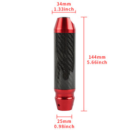 Brand New Universal Real Carbon Fiber Red Aluminum Automatic Transmission Racing Gear Shift Knob