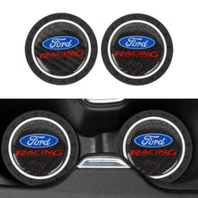 Load image into Gallery viewer, Brand New 2PCS Ford Racing Real Carbon Fiber Car Cup Holder Pad Water Cup Slot Non-Slip Mat Universal